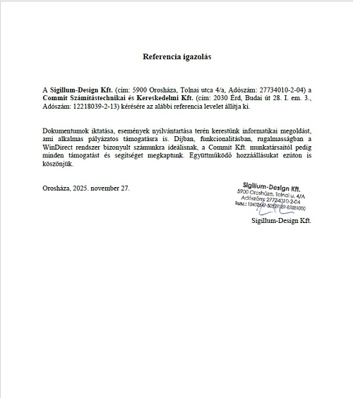 Sigillum-Design Kft ERP referencia